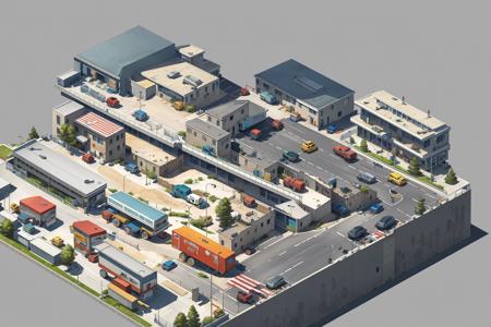 15467-762222472-concept art, top-down view, Game scenes, miniature maps, motor vehicle, gray background, truck, sign, ground vehicle, car, stair.png